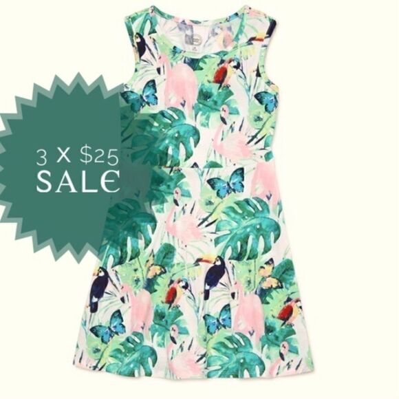 WONDER NATION TROPICAL PRINT SUMMER TANK DRESS XL NWOT - Picture 1 of 7